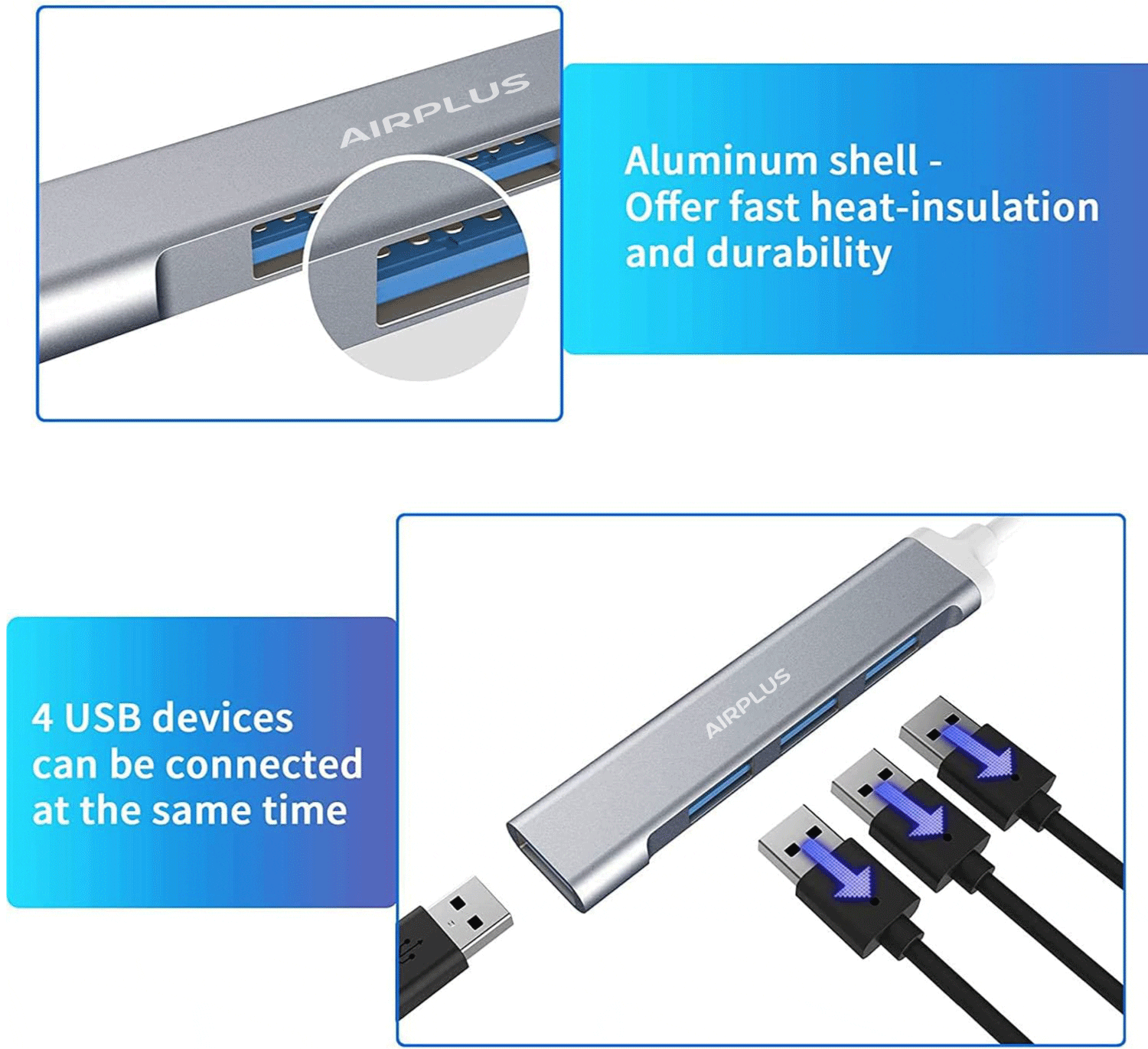 Airplus Adaptateur USB 3.0 multiport 4-en-1 – Image 5