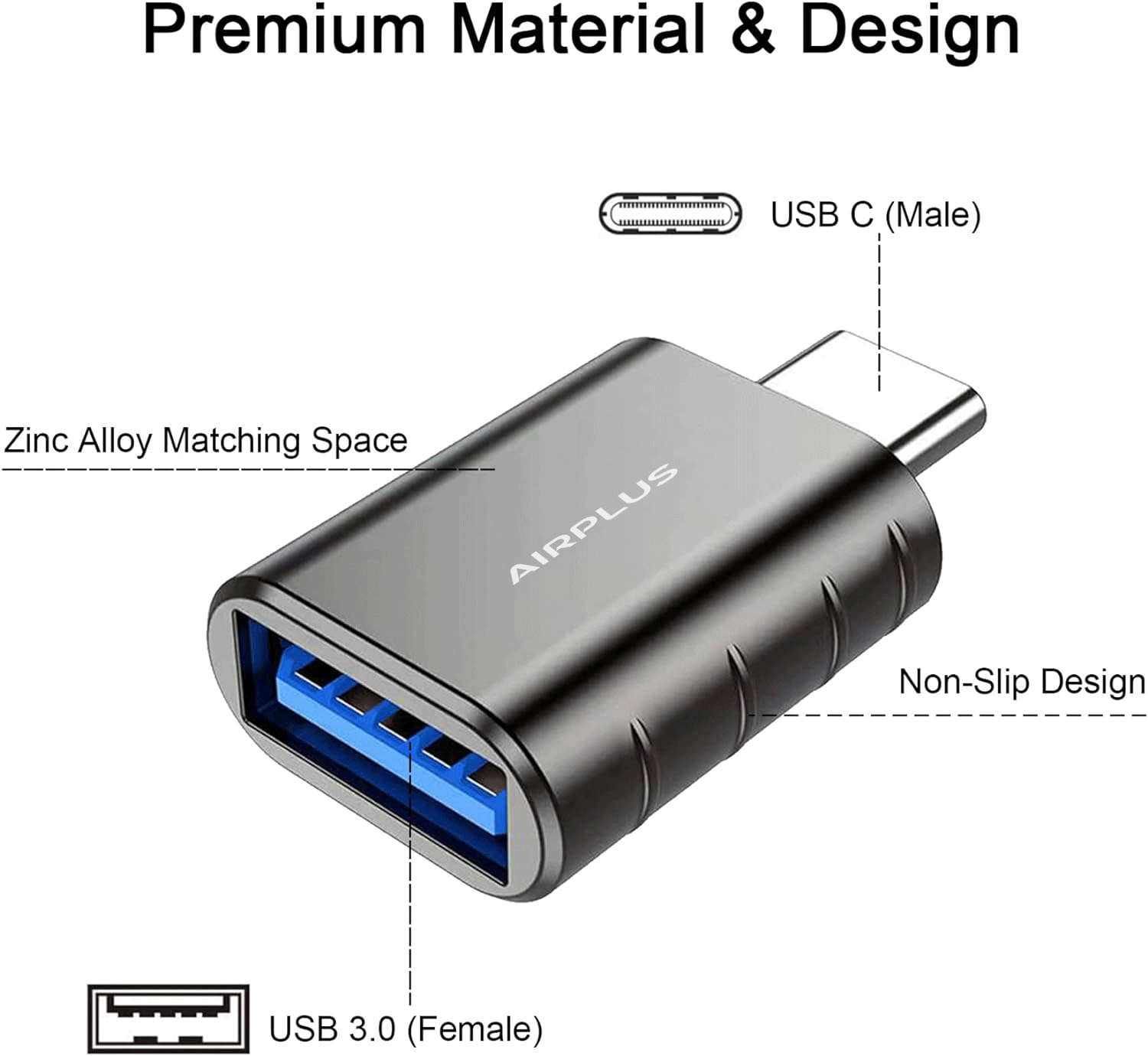 Airplus Adaptateur OTG 3.1 USB-C Vers USB-A – Image 3